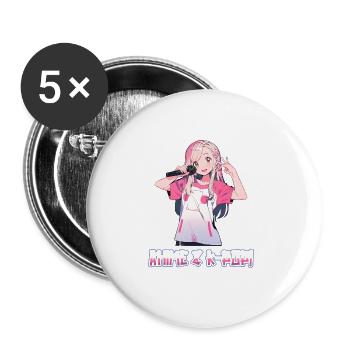Anime and K-Pop Korean Pop Music Kpop - Buttons large 2.2''/56 mm (5-pack) - white - Front