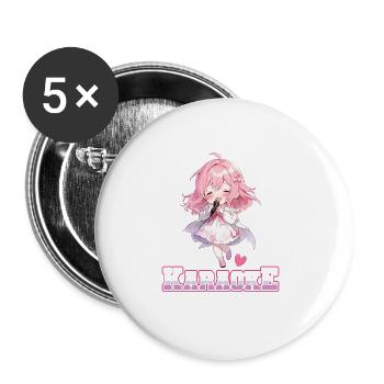 Filles Manga Anime Karaoké - Lot de 5 grands badges (56 mm) - blanc - Devant