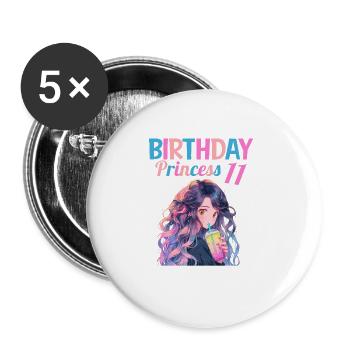 Anime Mandga Boba Bubble Tea 11. Geburtstag - Buttons groß 56 mm (5er Pack) - Weiß - Vorne