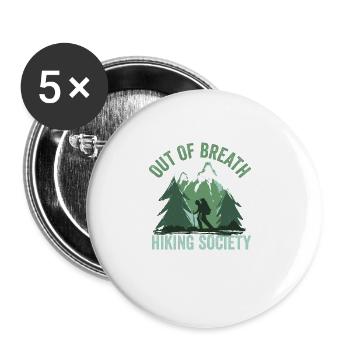 Out of Breath Hiking Society Funny Mountain Hiker - Buttons groß 56 mm (5er Pack) - Weiß - Vorne