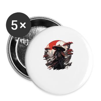 Asie 80s Samouraï Rétro Japonais Samouraï - Lot de 5 grands badges (56 mm) - blanc - Devant