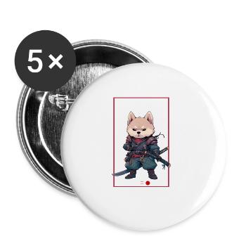 Asia Corki Japanese Samurai Samurai - Buttons large 2.2''/56 mm (5-pack) - white - Front