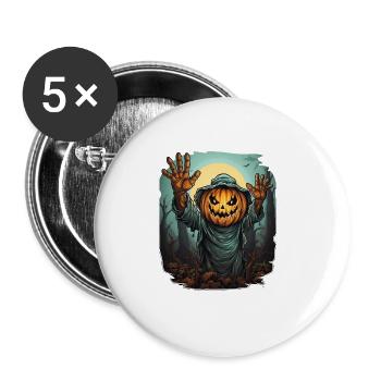 Halloween Mains émergentes Citrouille effrayante - Lot de 5 grands badges (56 mm) - blanc - Devant