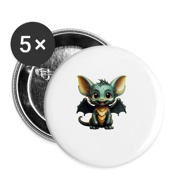 Bat Halloween I Cartoon Cute Bat - Buttons groß 56 mm (5er Pack) - Weiß - Vorne
