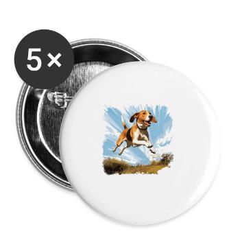 American Foxhound Liebhaber, Hundebesitzer - Buttons groß 56 mm (5er Pack) - Weiß - Vorne