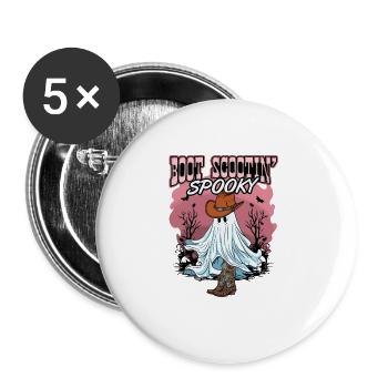 Halloween Mignon Fantôme Rétro Western Botte Drôle - Lot de 5 grands badges (56 mm) - blanc - Devant