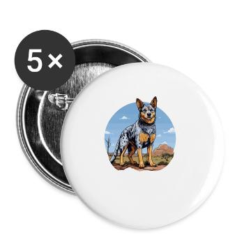 Hund Australian Cattle Dog - Buttons large 2.2''/56 mm (5-pack) - white - Front