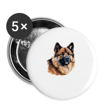 Dog American Akita - Buttons large 2.2''/56 mm (5-pack) - white - Front