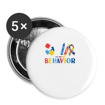 Behavior Analysts Crew ABA Therapist Behavioral - Buttons large 2.2''/56 mm (5-pack) - white - Front