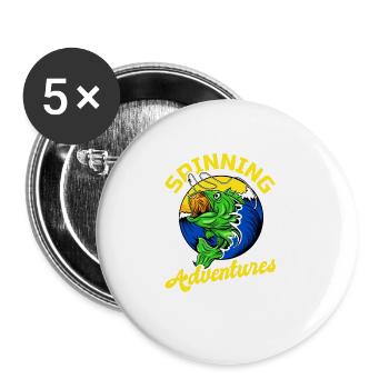 Fishing, Angler, Fisherman Fishing and Pike Fishing - Buttons large 2.2''/56 mm (5-pack) - white - Front