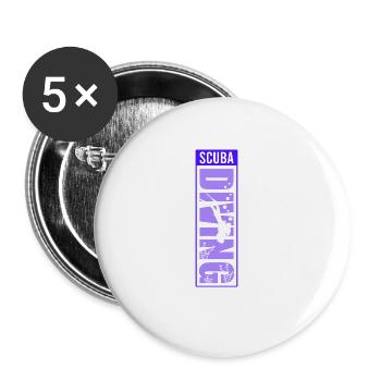 Tauchen, Gerätetauchen, Urlaub Meer Taucher - Buttons groß 56 mm (5er Pack) - Weiß - Vorne