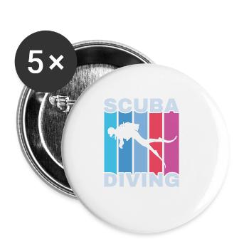Scuba Diving, Scuba Diving, Holiday Sea Diver - Buttons large 2.2''/56 mm (5-pack) - white - Front