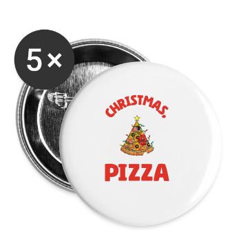 Pizza Junk Food Funny Saying Christmas, Love - Buttons large 2.2''/56 mm (5-pack) - white - Front