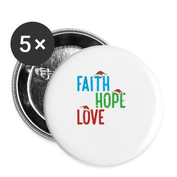 Faith Hope Love Religious Family Christmas Santa - Buttons groß 56 mm (5er Pack) - Weiß - Vorne