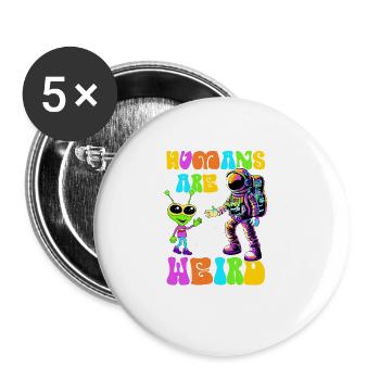 Alien, OVNI, UAP, Espace, Objet volant de l’espace - Lot de 5 grands badges (56 mm) - blanc - Devant