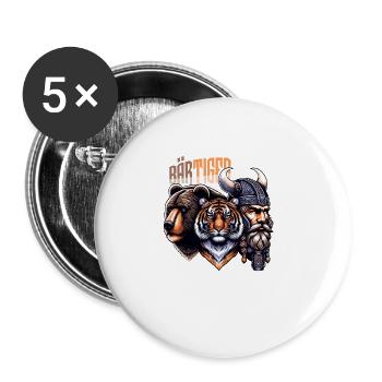 Bärtigermann alles in einem Wikinger - Buttons groß 56 mm (5er Pack) - Weiß - Vorne