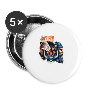 Bärtigermann alles in einem Wikinger - Buttons groß 56 mm (5er Pack) - Weiß - Vorne