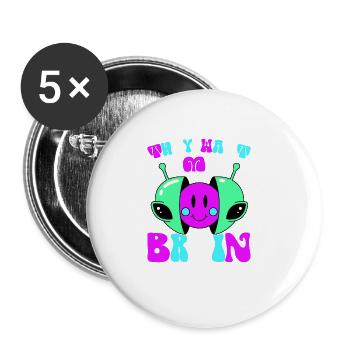 Alien, OVNI, UAP, Espace, Objet volant de l’espace - Lot de 5 grands badges (56 mm) - blanc - Devant