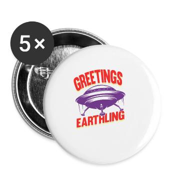 Alien, OVNI, UAP, Espace, Objet volant de l’espace - Lot de 5 grands badges (56 mm) - blanc - Devant