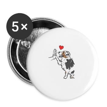 Australian Shepherd Niedlich Australian Shepherd - Buttons groß 56 mm (5er Pack) - Weiß - Vorne