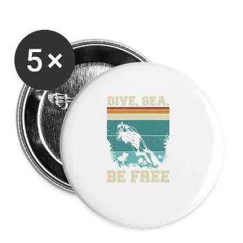 Scuba Diving, Scuba Diving, Holiday Sea Diver - Buttons large 2.2''/56 mm (5-pack) - white - Front