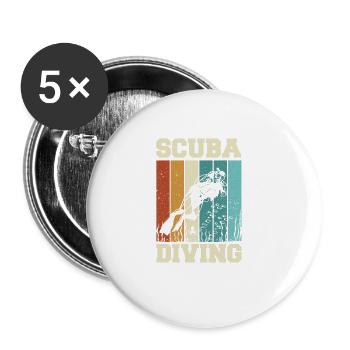 Plongée sous-marine, Plongée sous-marine, Vacances en mer - Lot de 5 grands badges (56 mm) - blanc - Devant