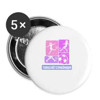 Frauenfußball, Fußball Frauen Soccer Damenfußball - Buttons groß 56 mm (5er Pack) - Weiß - Vorne