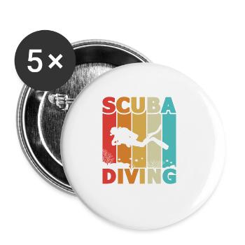 Scuba Diving, Scuba Diving, Holiday Sea Diver - Buttons large 2.2''/56 mm (5-pack) - white - Front