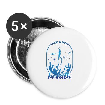 Tauchen, Apnoetauchen, Apnoe No Limit Freediving - Buttons groß 56 mm (5er Pack) - Weiß - Vorne