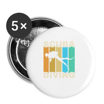 Scuba Diving, Scuba Diving, Holiday Sea Diver - Buttons large 2.2''/56 mm (5-pack) - white - Front