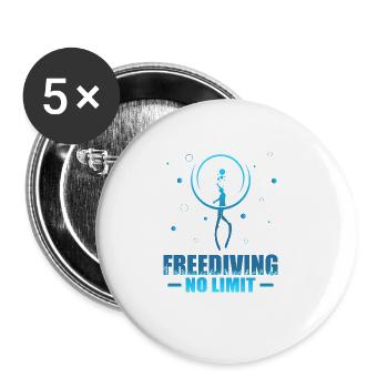 Tauchen, Apnoetauchen, Apnoe No Limit Freediving - Buttons groß 56 mm (5er Pack) - Weiß - Vorne
