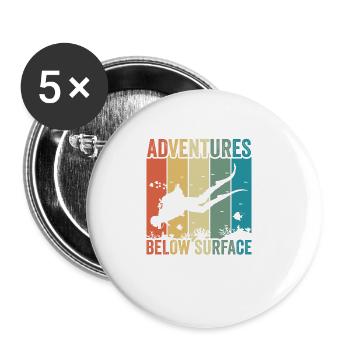 Plongée sous-marine, Plongée sous-marine, Vacances en mer - Lot de 5 grands badges (56 mm) - blanc - Devant