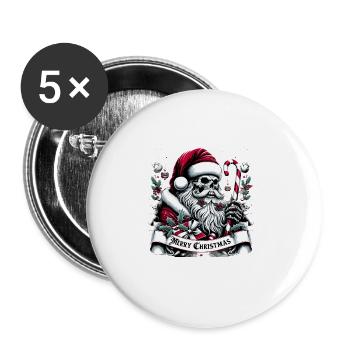 Merry Christmas Creepy Goth Santa Pajama - Buttons large 2.2''/56 mm (5-pack) - white - Front