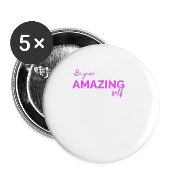 Be you! Selbstvertrauen, positiv Denken Motivation - Buttons groß 56 mm (5er Pack) - Weiß - Vorne