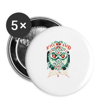 Kiss and Beware - Sinister Mistletoe - Buttons large 2.2''/56 mm (5-pack) - white - Front