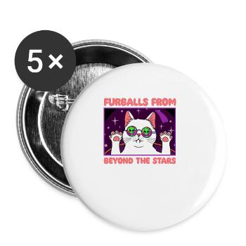 Katze Alien, UFO, UAP, Space, Weltraum Flugobjekt - Buttons groß 56 mm (5er Pack) - Weiß - Vorne
