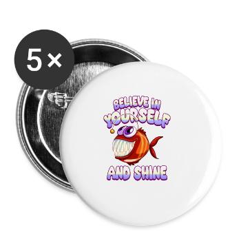Soyez vous-même ! Confiance en soi, pensée positive, motivation - Lot de 5 grands badges (56 mm) - blanc - Devant