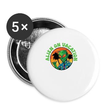 Alien, UFO, UAP, Space, Space Flying Object - Buttons large 2.2''/56 mm (5-pack) - white - Front