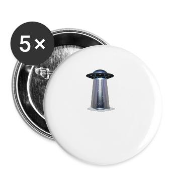 Alien, UFO, UAP, Space, Space Flying Object - Buttons large 2.2''/56 mm (5-pack) - white - Front
