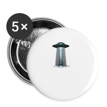 Alien, UFO, UAP, Space, Space Flying Object - Buttons large 2.2''/56 mm (5-pack) - white - Front