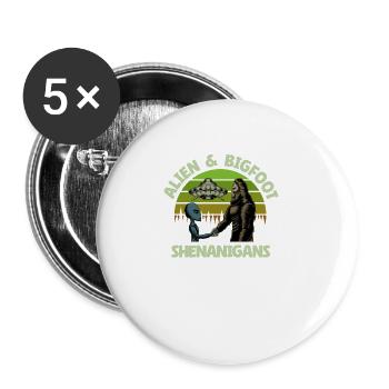 Alien, UFO, UAP, Space, Space Flying Object - Buttons large 2.2''/56 mm (5-pack) - white - Front