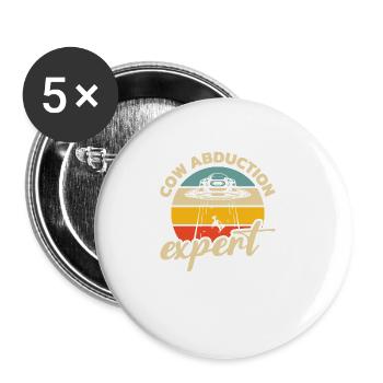 Alien, UFO, UAP, Space, Weltraum Flugobjekt - Buttons groß 56 mm (5er Pack) - Weiß - Vorne