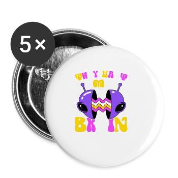 Alien, OVNI, UAP, Espace, Objet volant de l’espace - Lot de 5 grands badges (56 mm) - blanc - Devant
