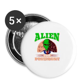 Alien, UFO, UAP, Space, Space Flying Object - Buttons large 2.2''/56 mm (5-pack) - white - Front