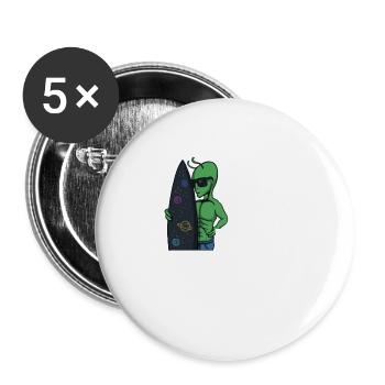Alien, UFO, UAP, Space, Space Flying Object - Buttons large 2.2''/56 mm (5-pack) - white - Front