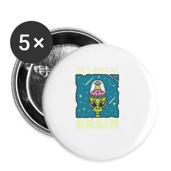 Alien, UFO, UAP, Space, Weltraum Flugobjekt - Buttons groß 56 mm (5er Pack) - Weiß - Vorne