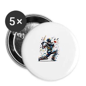 Polygon Art Cricketer Batsman Cricket Bowler - Buttons large 2.2''/56 mm (5-pack) - white - Front