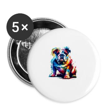 Splash Art coloré bouledogue bouledogues anglais - Lot de 5 grands badges (56 mm) - blanc - Devant
