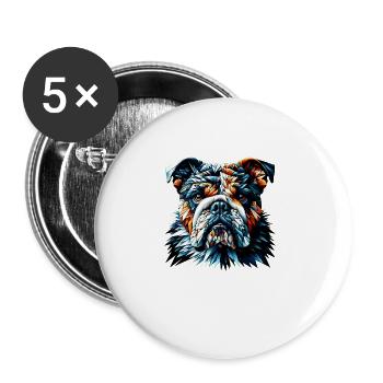 Polygon Art Bulldog English Bulldogs - Buttons large 2.2''/56 mm (5-pack) - white - Front