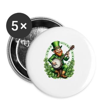 Leprechaun Banjo Player I Irish Music I St. - Buttons large 2.2''/56 mm (5-pack) - white - Front